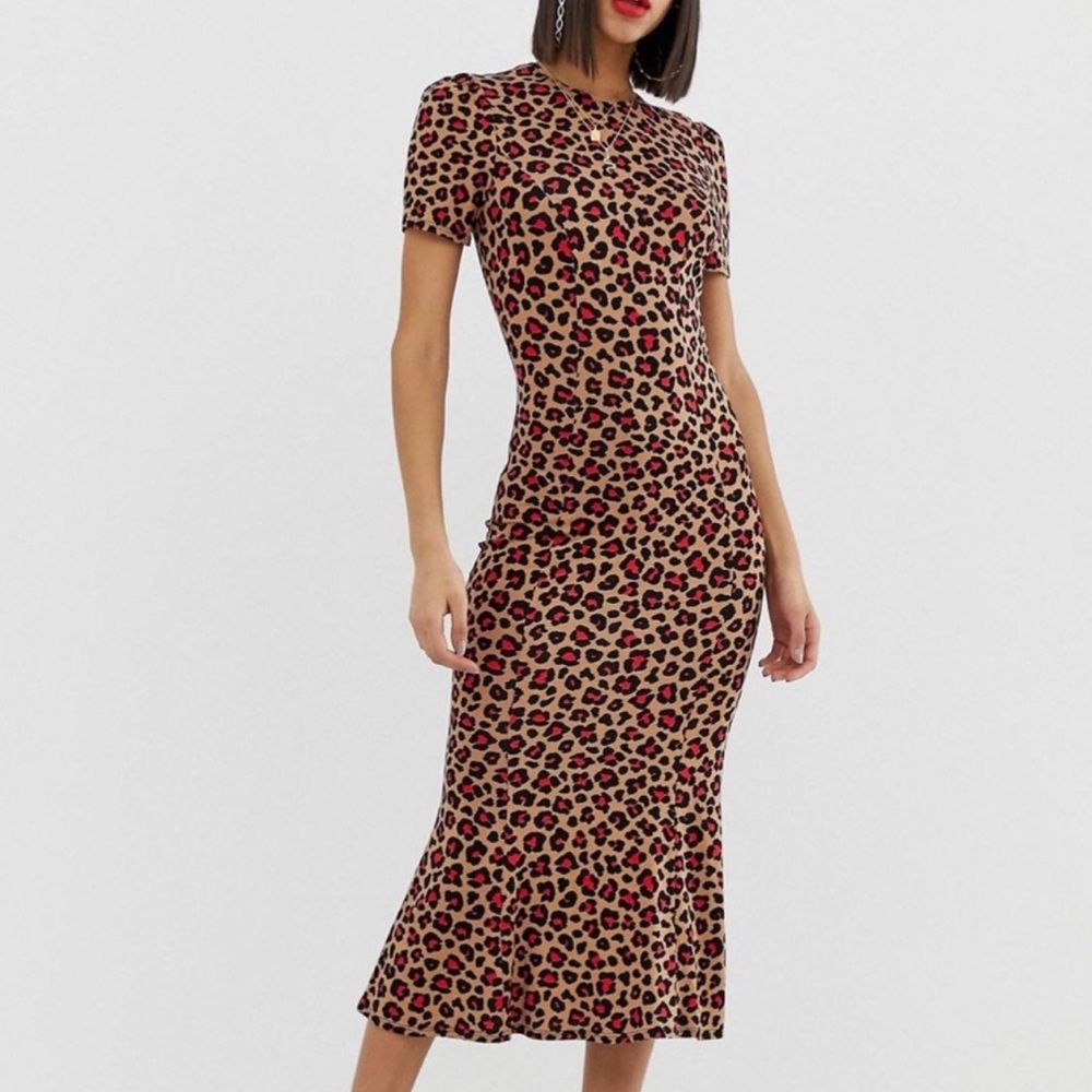 ASOS Design City Maxi Tea Dress Animal Print NWT